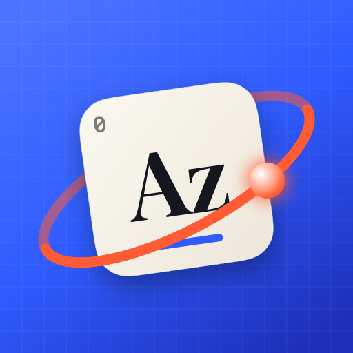 The Atomaze app icon: a porcelain Az tile with an orange electron orbit